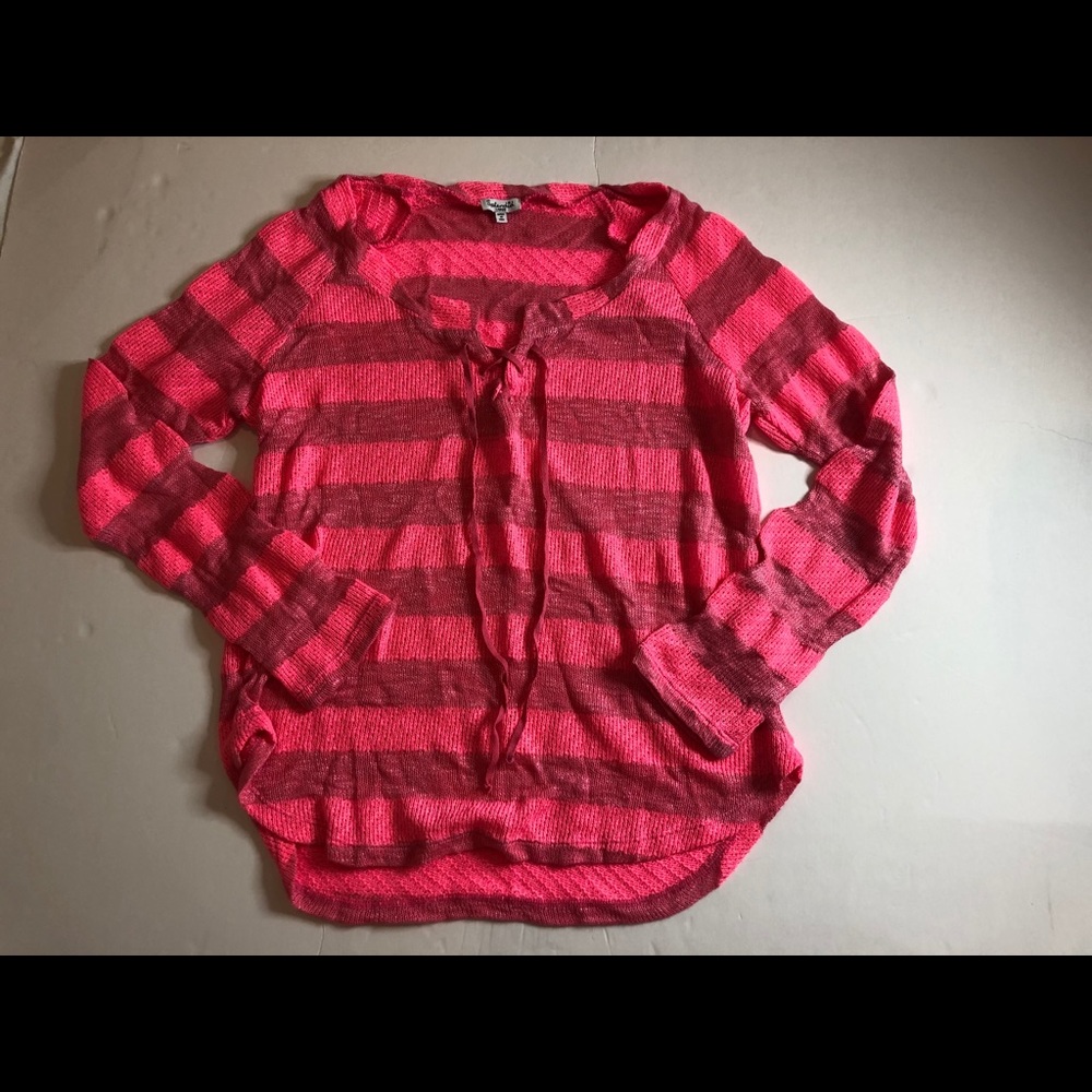 Splendid pink striped sweater with cute tie detail